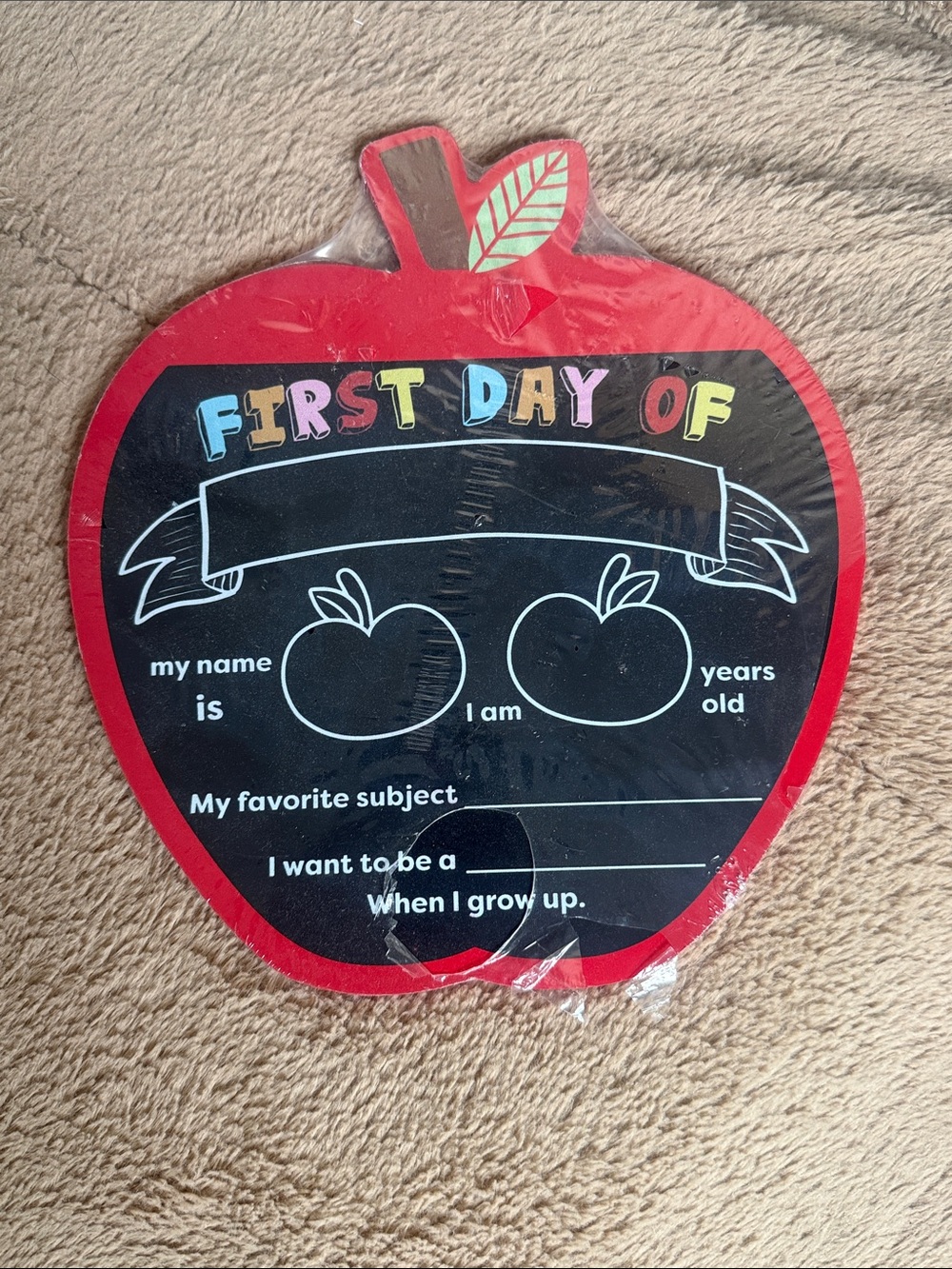 First Day of School Apple Chalkboard Sign - Red & Black